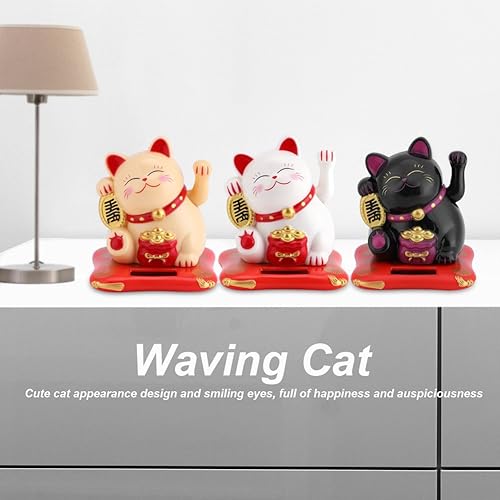 Miniatura 8 de Gato de la suerte alimentado por energía solar, brazo agitador chino de la suerte, adorno de gato de la suerte Feng Shui, decoración de gato de la