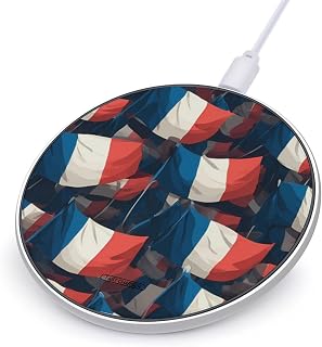 Waving France Flags Novelty Wireless Charger Funny 10W Fast Charging Pad Mat for Cell Phone