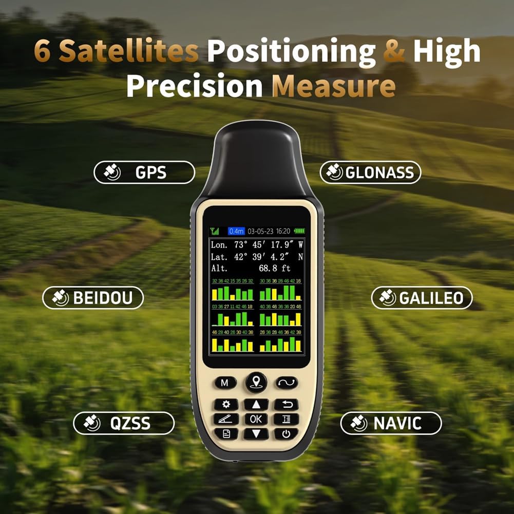 GPS Portatile per Misuratori di Terreno con 6 Satelliti per Rilevamenti, per Area del Terreno, Distanza, Pendenza, Attrezzatura per Misurazione di Terreni Agricoli.