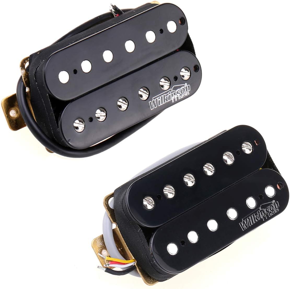 Wilkinson Vintage Tone Alnico 5 Overwound Open Style Humbucker Pickups Set for Electric Guitar, Black