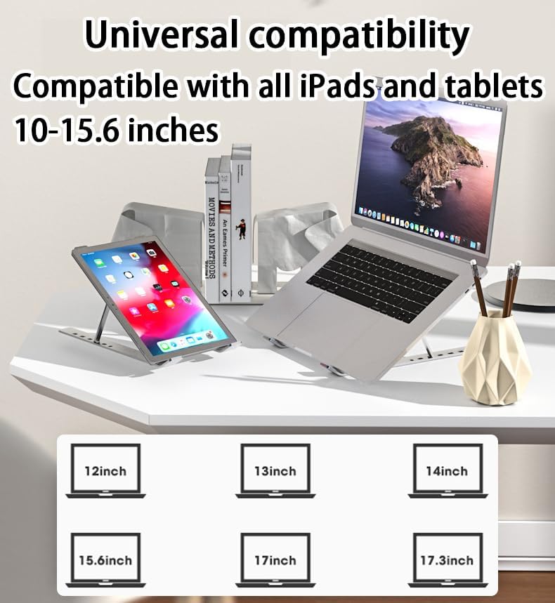 Miniatura 4 de Soporte ajustable para portátil de 18 pulgadas, elevador portátil para computadora de escritorio, soporte plegable para portátil de enfriamiento