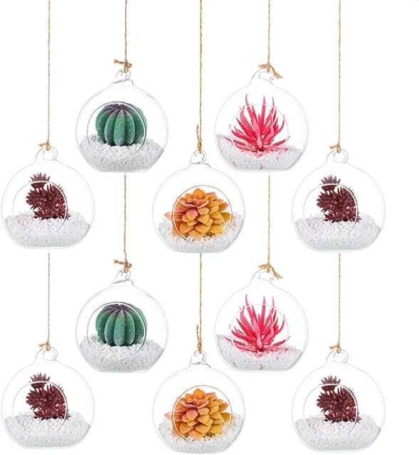 8cm Hanging Glass Tealight Holder 12 Pcs Glass Baubles Globe Plant Terrariums Glass Orbs Air Plants Tea Light Candle Holders Christmas Halloween Home Decor Indoor Outdoor Garden