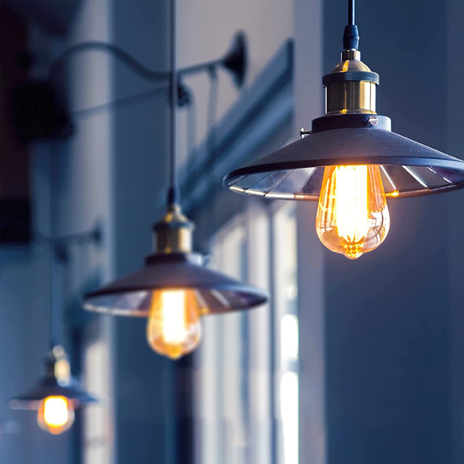 4 Pezzi Portalampada E27 In Metallo, E27 Lampada A Sospensione In Metallo, Nero Lampada A Sospensione Con Cavo Da 100 Cm, Vintage Metall Lampada A Sospensione Per Cucina, Bar E Home Diy