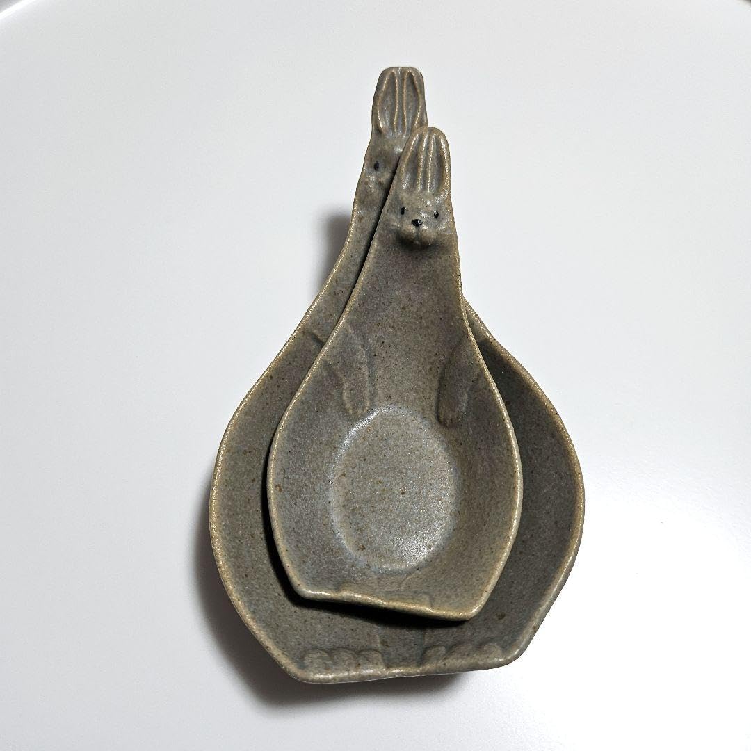 よしざわ窯 おしゃもじ皿 うさぎ 大小 2個セット 親子 陶器 益子