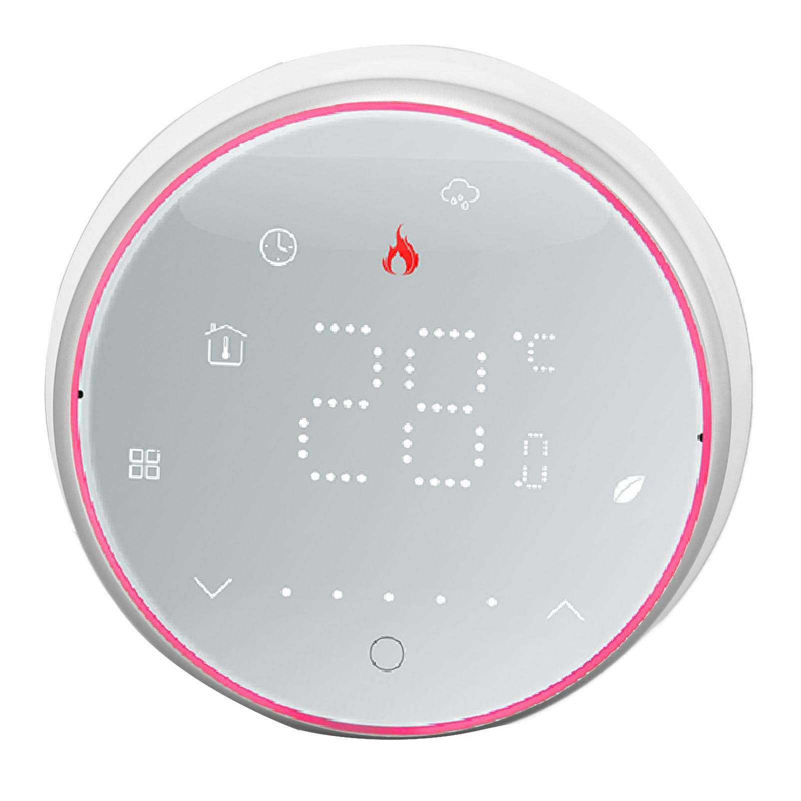 Jelquix LED Display Smart Thermostat, Programmable Water Heating Thermostat, Recessed Round Digital with AC95-240V, Ideal for Home Water Heating (White)