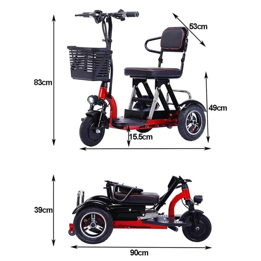 Scooter De Movilidad De Viaje Ligero, Scooters De Movilidad De Viaje De 3 Ruedas, Scooter De Movilidad Plegable, con Cargador Y Cesta, Apto para Personas Mayores,20a,8inch