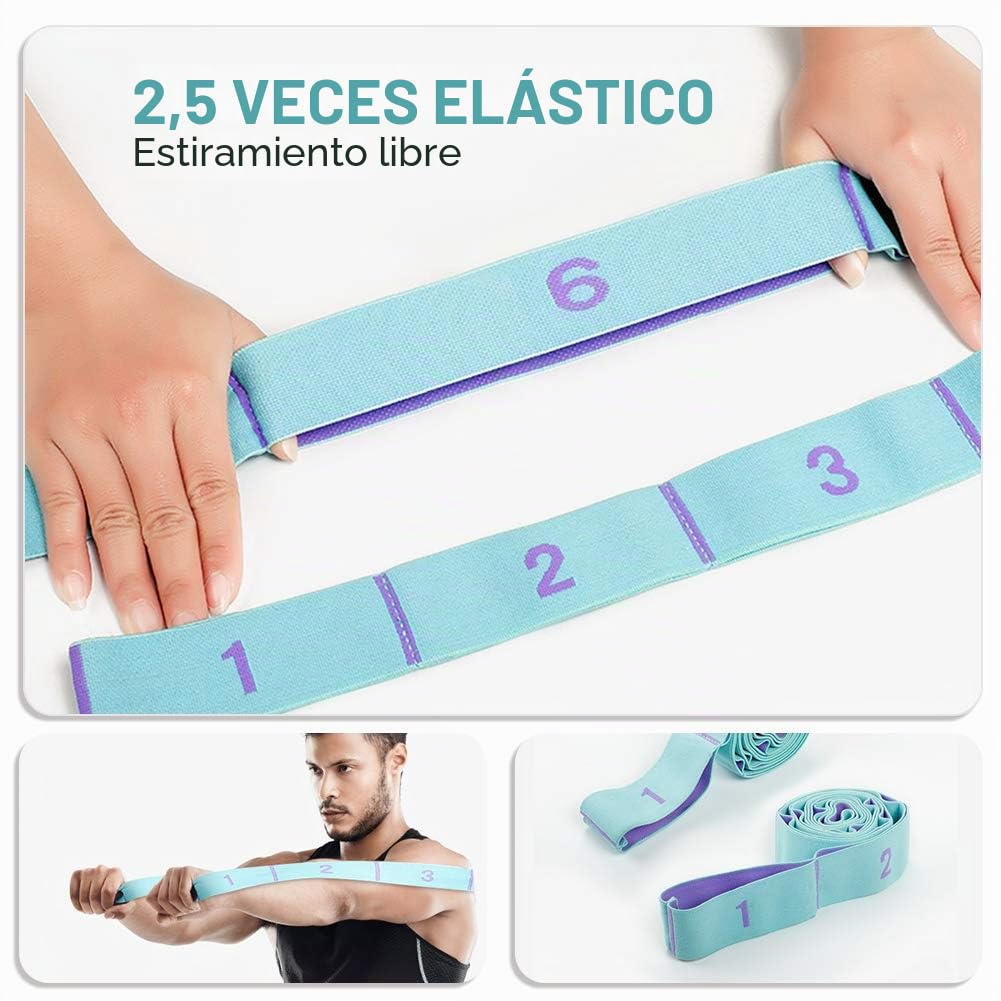 Bandas Elasticas Fitness, Banda de Estiramiento de Yoga para NiÑ s y Adultos, Banda Elástica de Resistencia con 11 Anillos, para Pilates, Yoga, Fitness, Gimnasia, Crossfit y Danza.