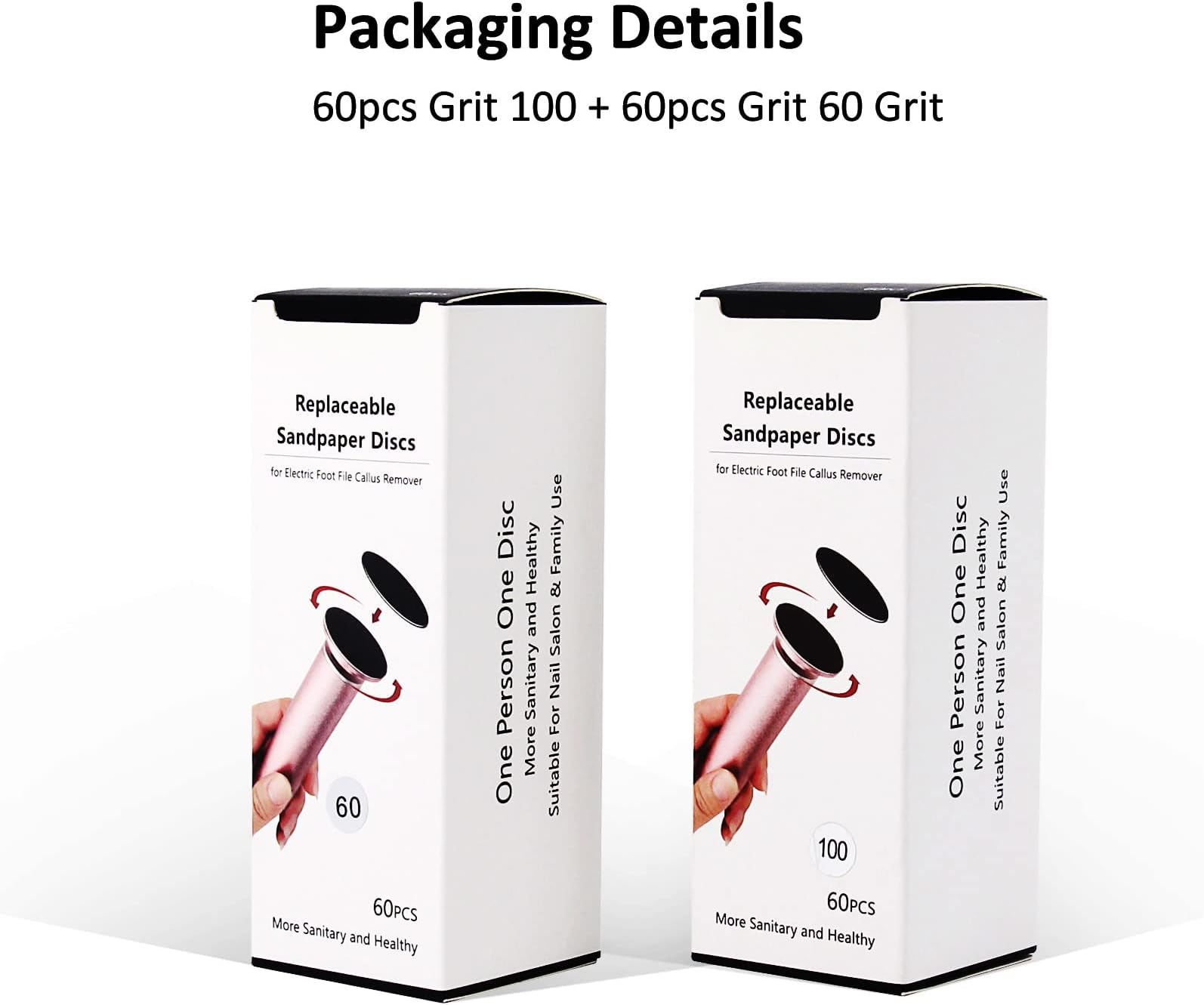 AONOLOVO 2 Box (120pcs) Foot File Replacement Pads Self-Adhesive Sandpaper Discs, Coarse 60 Grit+Fine100 Grit
