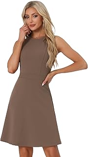 Women's Work Dress Round Neck Solid Color Sleeveless A-Line Casual Office Dresses