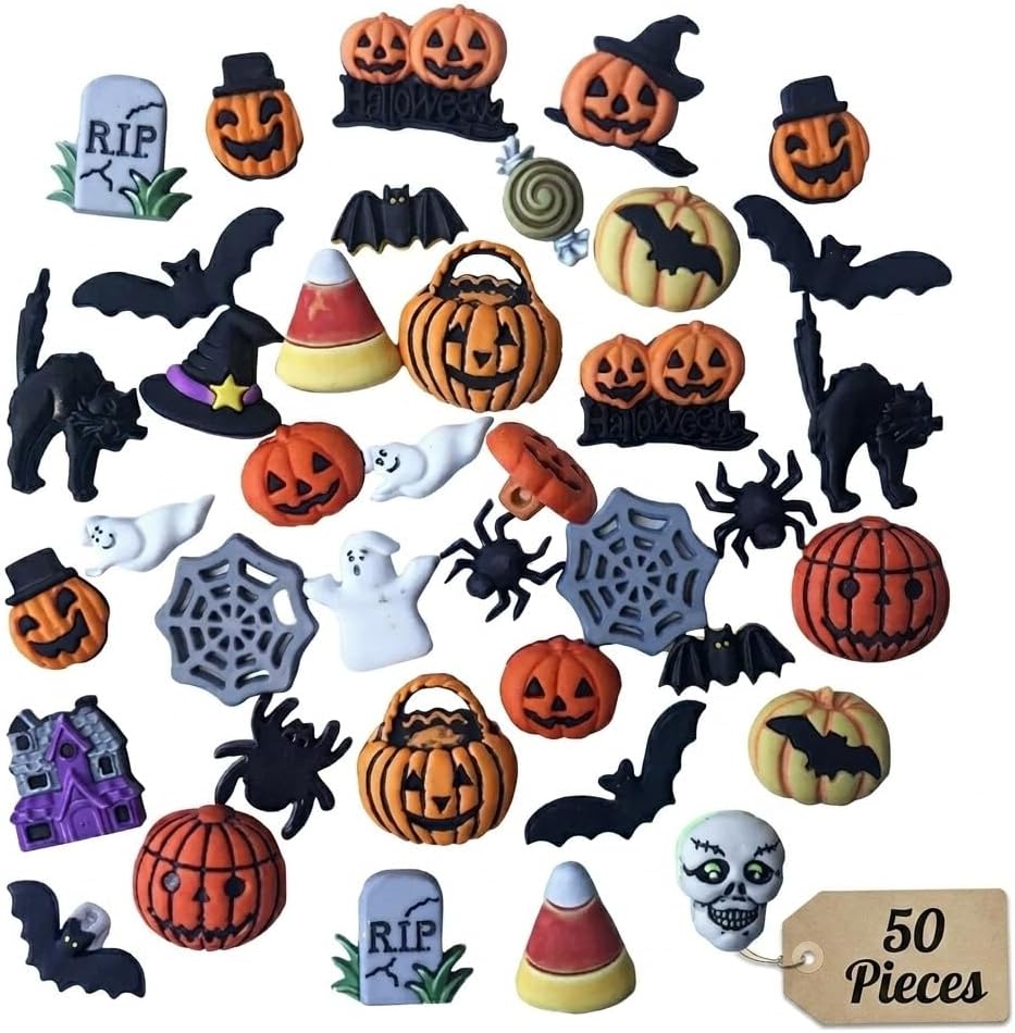 Buttons Galore and More Halloween Super Value Pack 50 Piece Assortments of Novelty Buttons for Sewing and Crafts