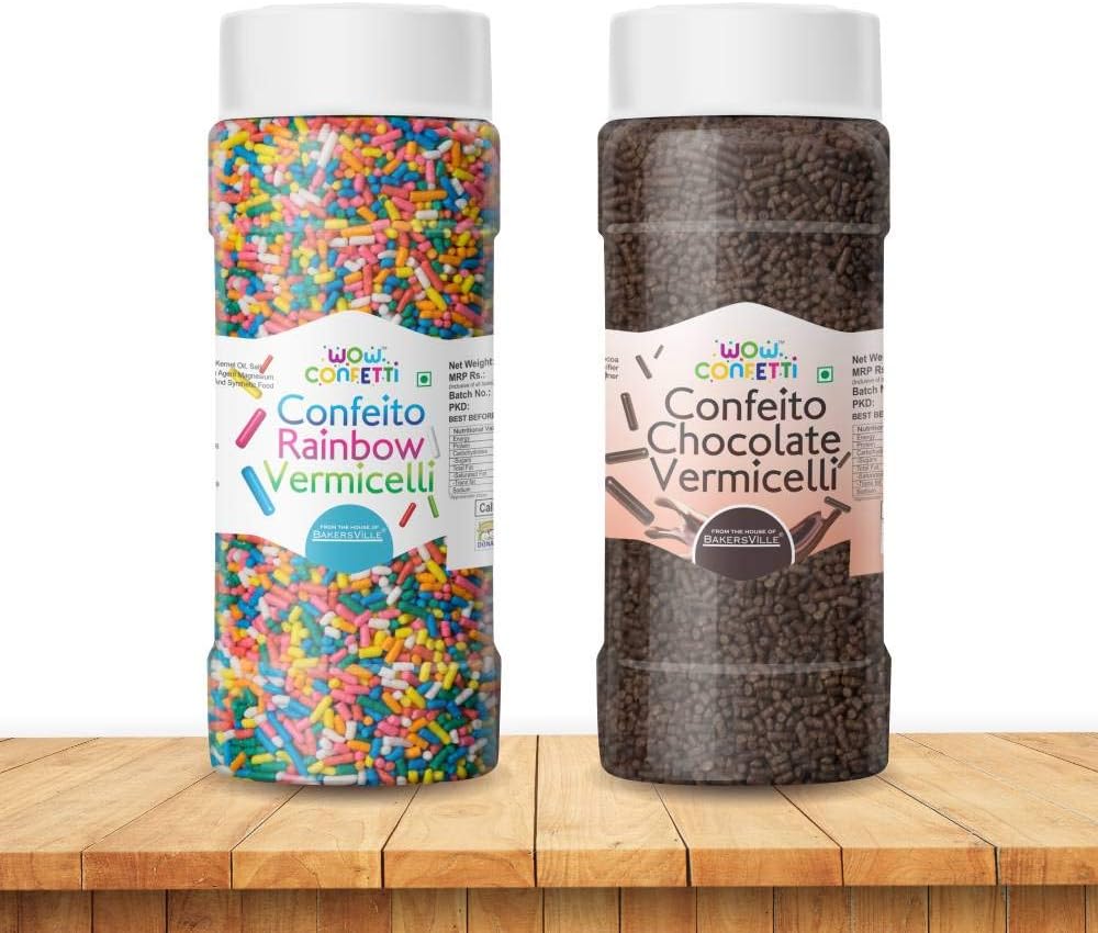 Confeito Vermicelli Combo (Rainbow 125g & Chocolate 125g) (Sprinkles)