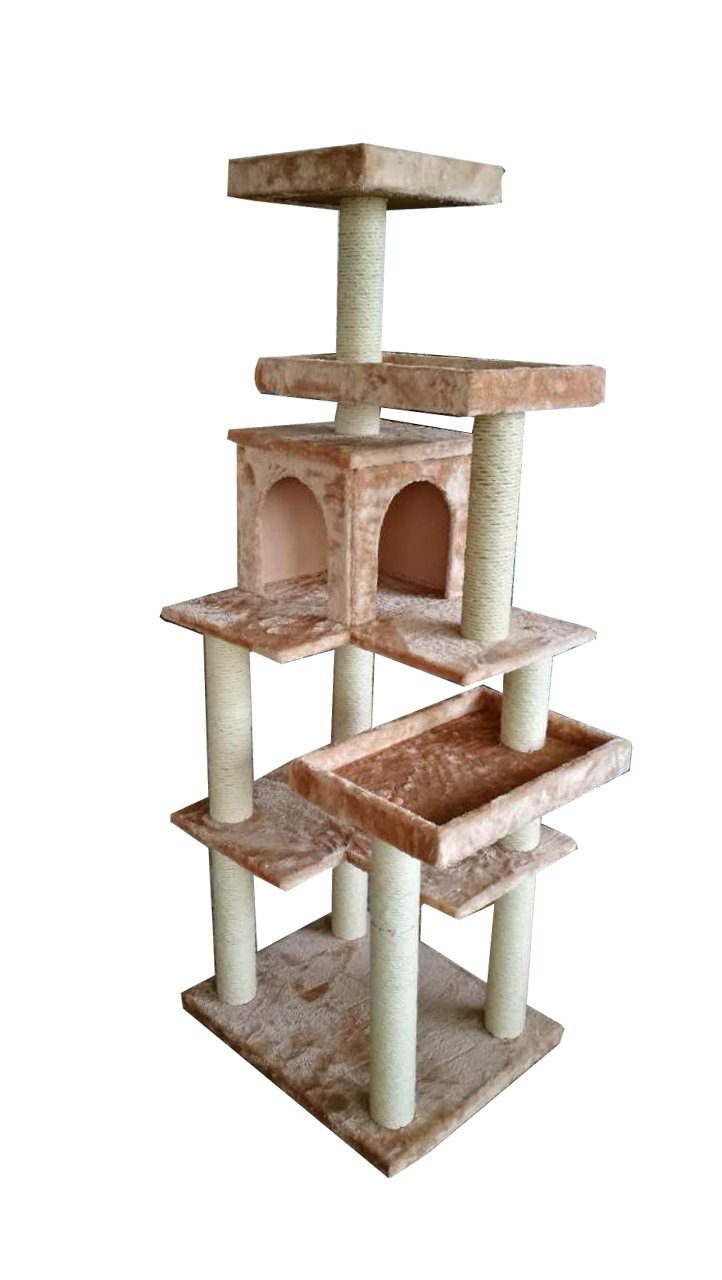 iPet63” Cat Tree Condo Furniture Cat Scratch Post Pet House in Beige