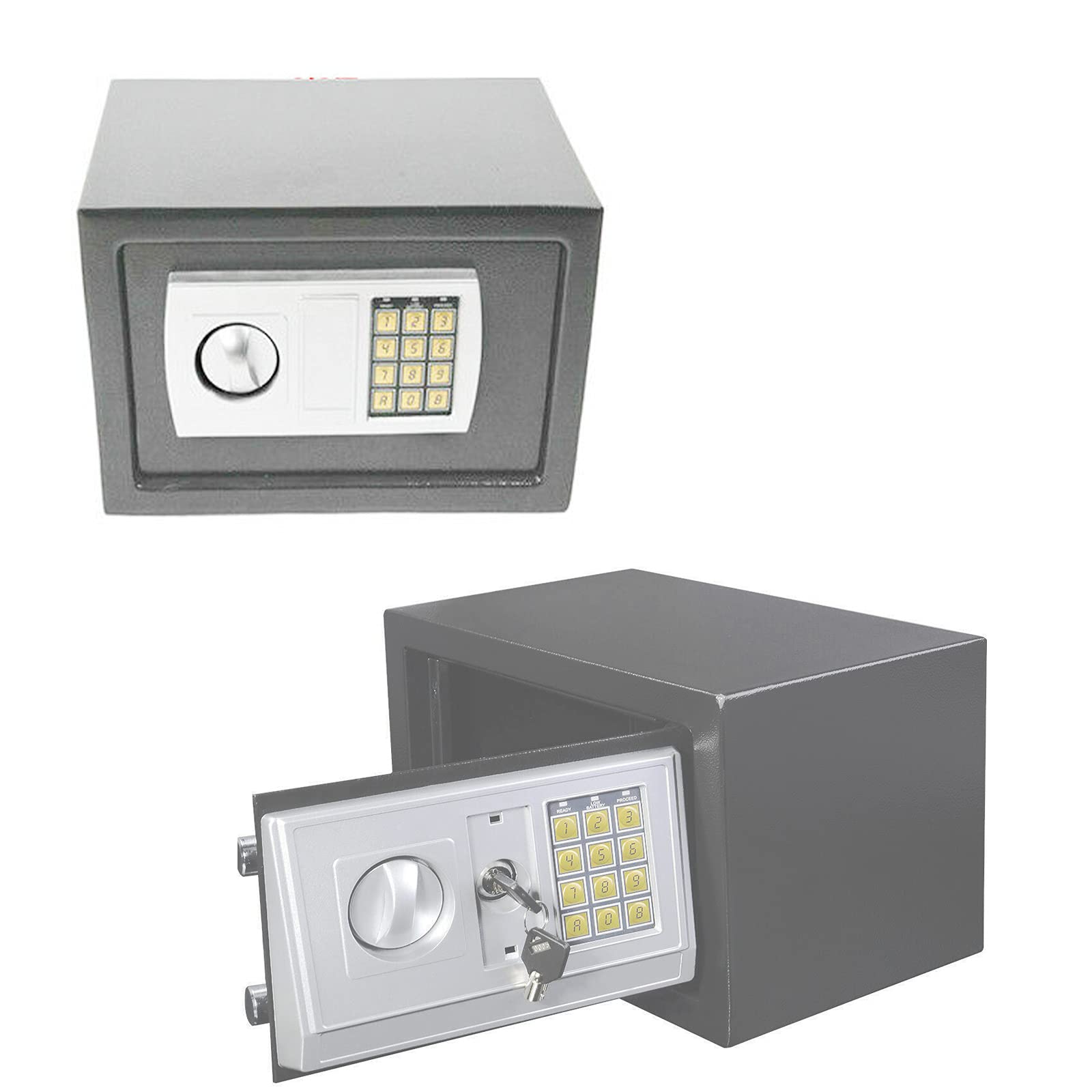8.5L Waterproof Fireproof Safe Box Digital Electronic Cash Box Solid Steel Digital Keypad Security Safe for Home Office Security,Gray