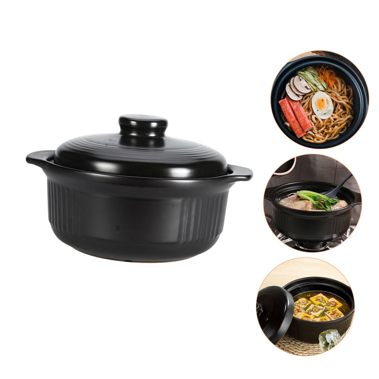 Pentola e Doppia Maniglia Superficie Antiaderente in Ceramica da 1115ml per Cuocere Riso, Stufati e Zuppe per Cucina Casalinga