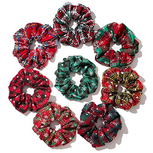Smileao 6PCS Christmas Hair Scrunchies Accessories Velvet Chiffon Elastic Hair Bands Scrunchy Hair Ties Ropes Scrunchie for Women or Girls