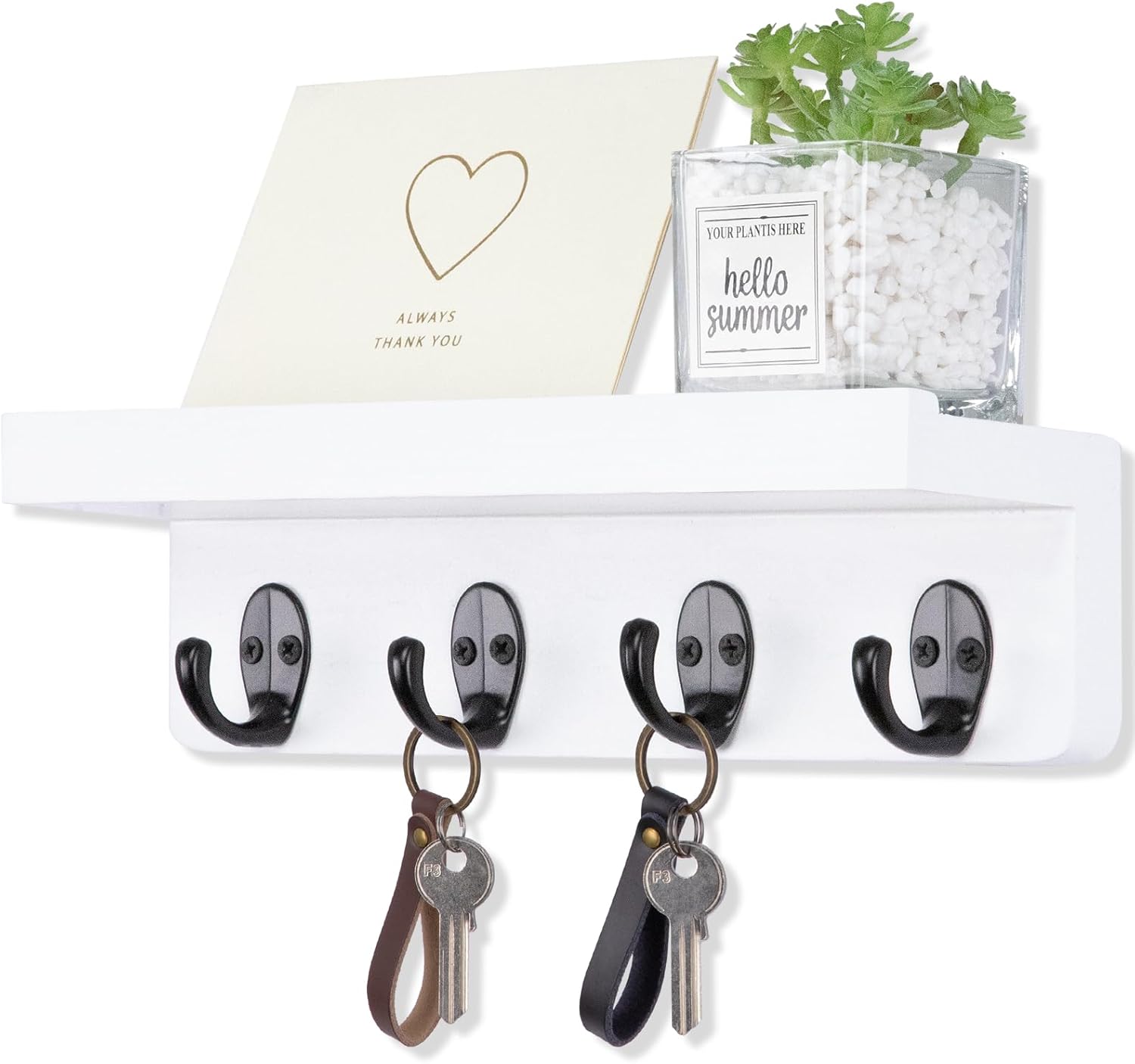 Nekon Key Holder for Wall Organization, Wooden Mail and Key