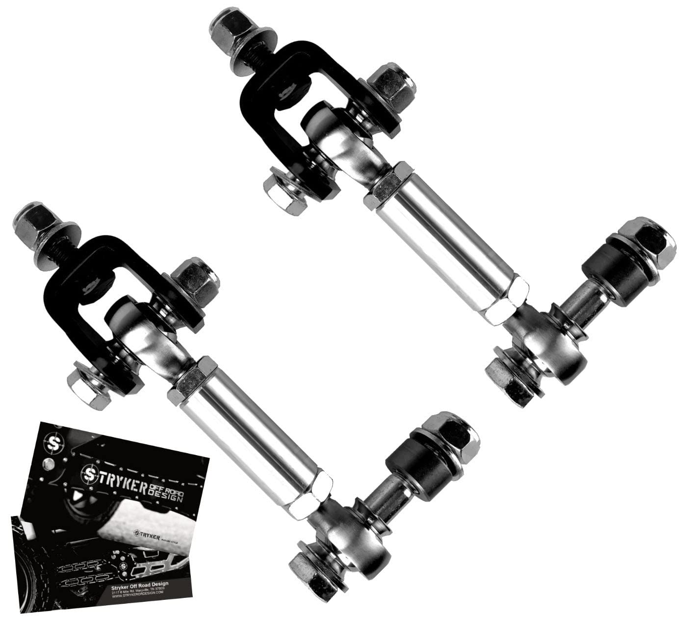 Stryker Off Road Design2003-2009 Dodge Ram 2500 3500 4WD Rear Aluminum Sway Bar End Links Kit - Double Adjustable Heim Jointed Links - 1" OD Billet Aluminum - 3" to 4.5" Lift
