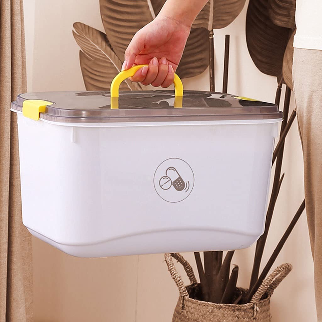 Apteczka pierwszej pomocy, Apteczka Plastikowa apteczka Pudełko do przechowywania leków(Yellow,S)