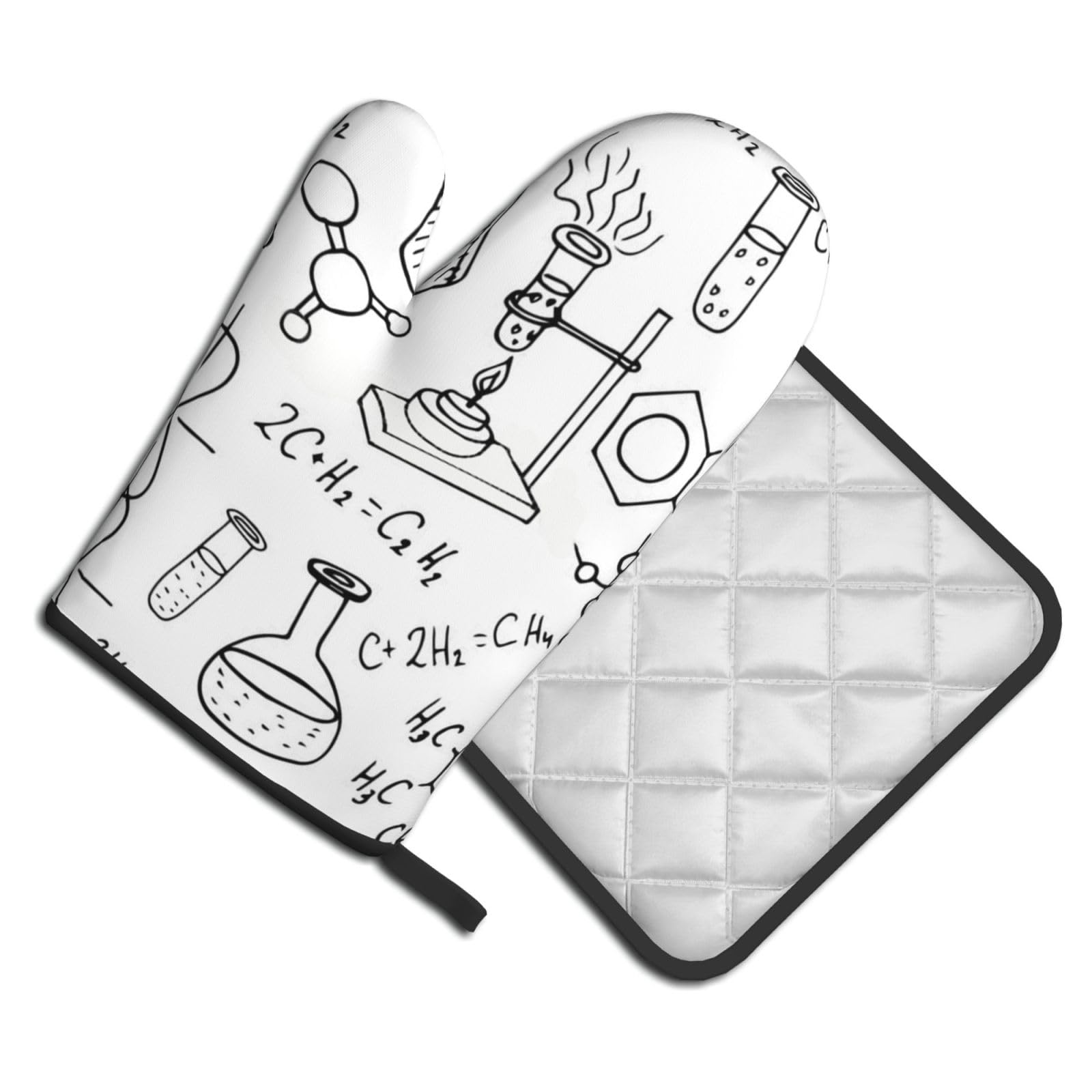 Oven Mitts and Pot Holders Set of 2 Pcs, Chemistry Print-r18395 Printed Heat Resistant Kitchen Gloves Potholders for Cooking Baking Grilling