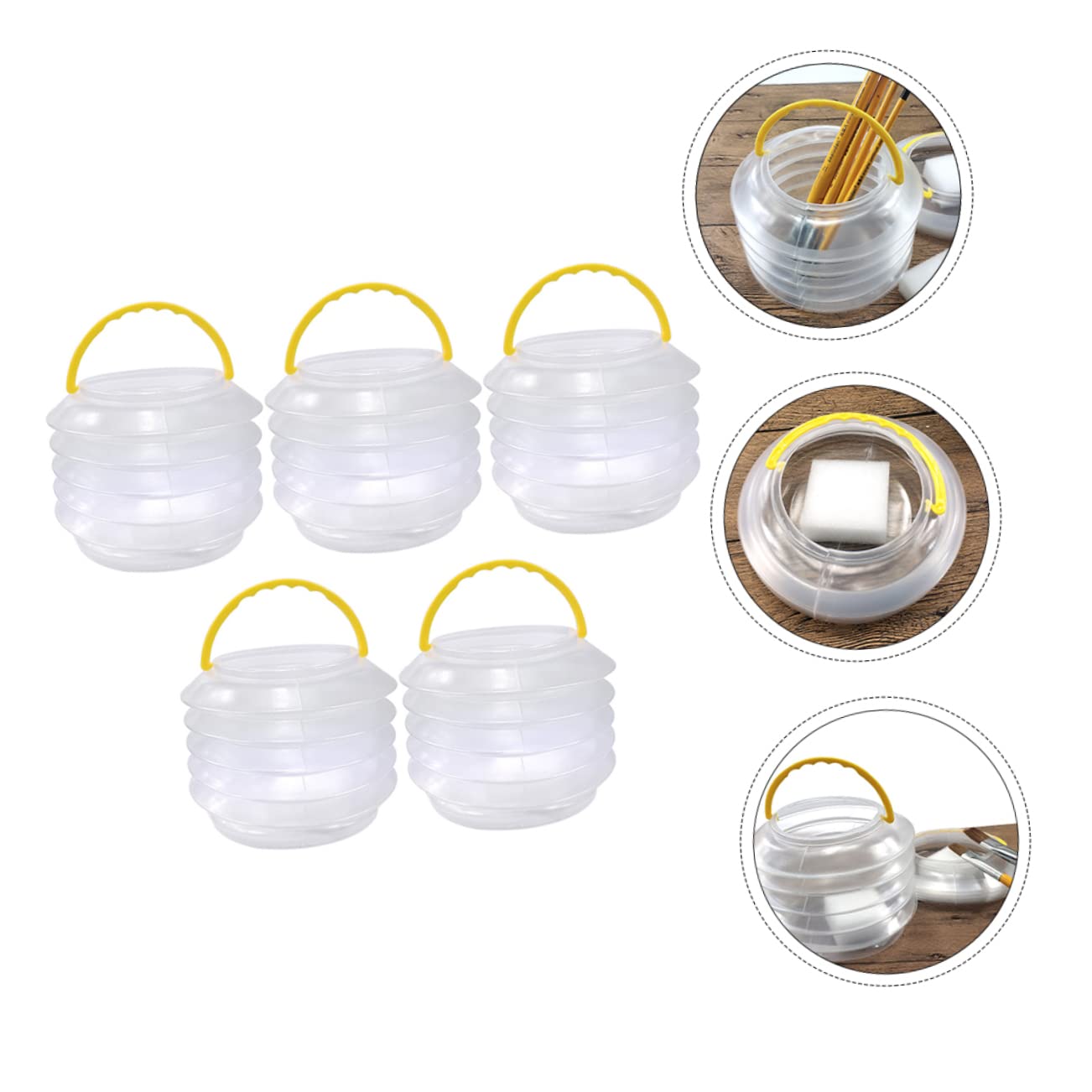 IMIKEYA Artist Brush Washing Bucket 5 Sets Collapsible Paint Brush Washer Portable Watercolor Paint Cleaning Basin Carrying Handles