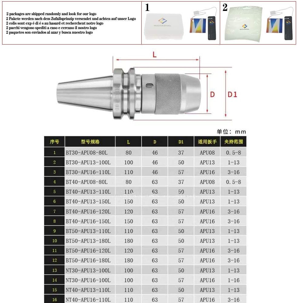 1PCS BT30 BT40 NT30 NT40 APU08 APU13 APU16 80L 100L 110L CNC integrated self-tightening drill chuck,BT30-APU08-B
