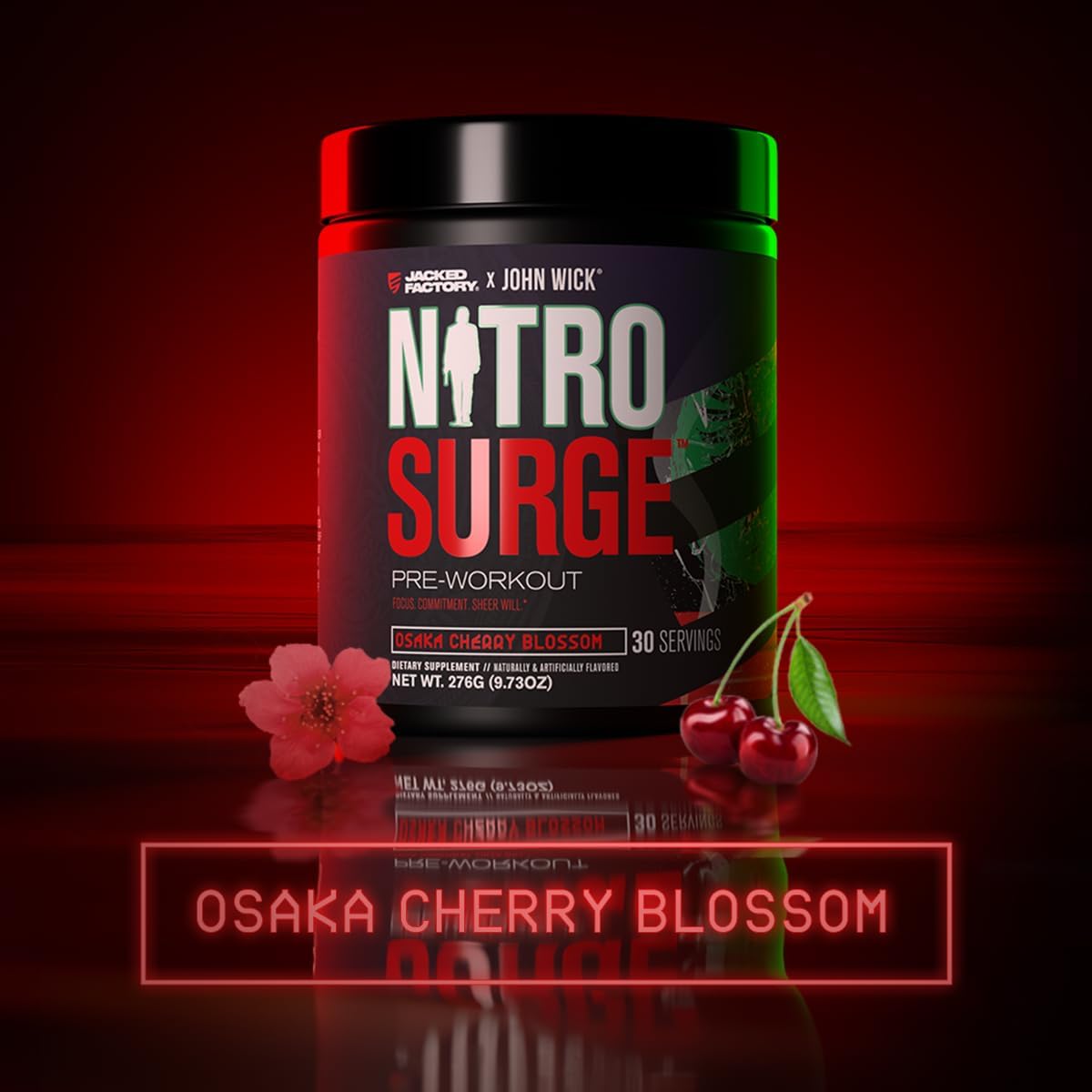 Jacked Factory X John Wick - Nitrosurge Wick Pre Workout Supplement - Intense Energy, Battle-Ready Focus, Unstoppable Commitment, and Sheer Will - 30 Servings, Osaka Cherry Blossom - Image 3