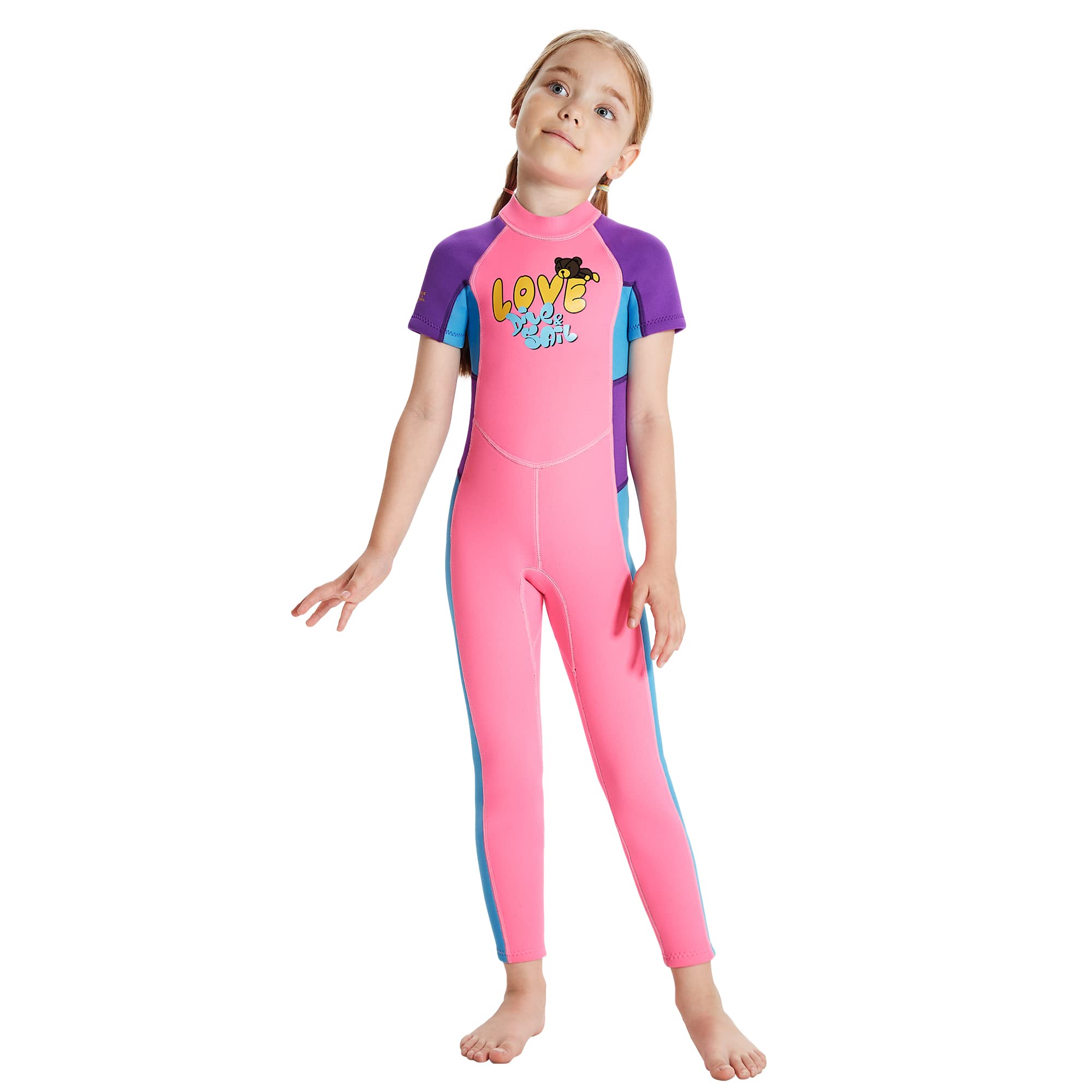 Girls One-Piece 2.5mm Neoprene Zipper Shorty Thermal Wetsuit Full Surfing Snorkeling Keep Warm Cold Water Wetsuits