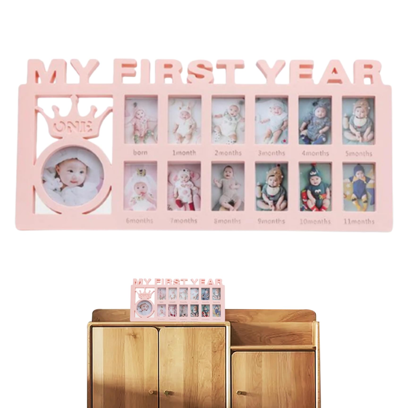Wedhapy 12 Picture Collage Frame My First Year Picture Frame 12 Month New Baby Photo Baby Collage Milestone for Photo Memories Shower