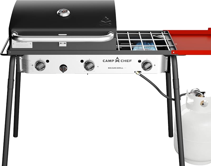 Parrilla de gas grande, negra/roja, 7" de alto x 24" de ancho x 15,75" de largo