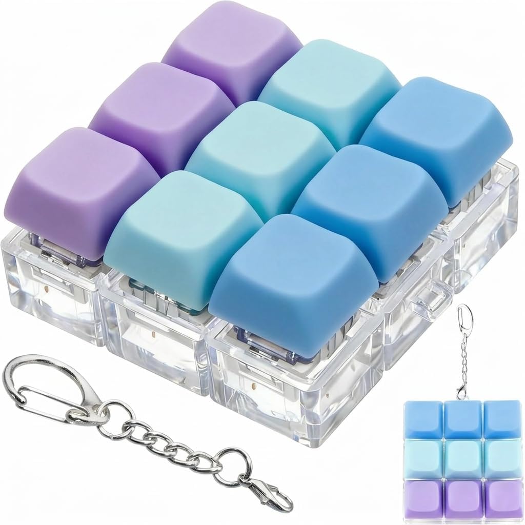 Keyboard Toy 9-in-1 Clicky with Removable Keycaps Keychain