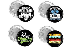 Funny Pickleball Players Set of 4 Pin Back Buttons