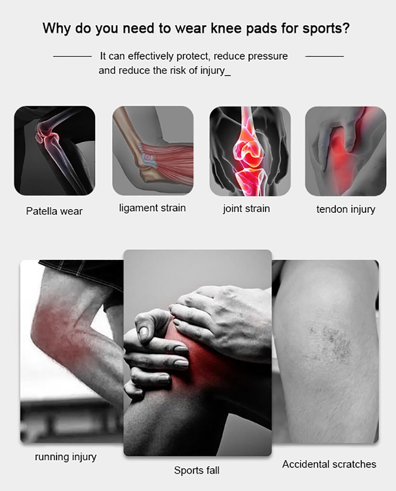 Ginocchiera Professionale,Protezione del Ginocchio,Supporto Manica Compressione Ginocchio con Cuscinetti in Gel rotuleo e stabilizzatori Laterali,Sollievo dal Dolore articola,C-S