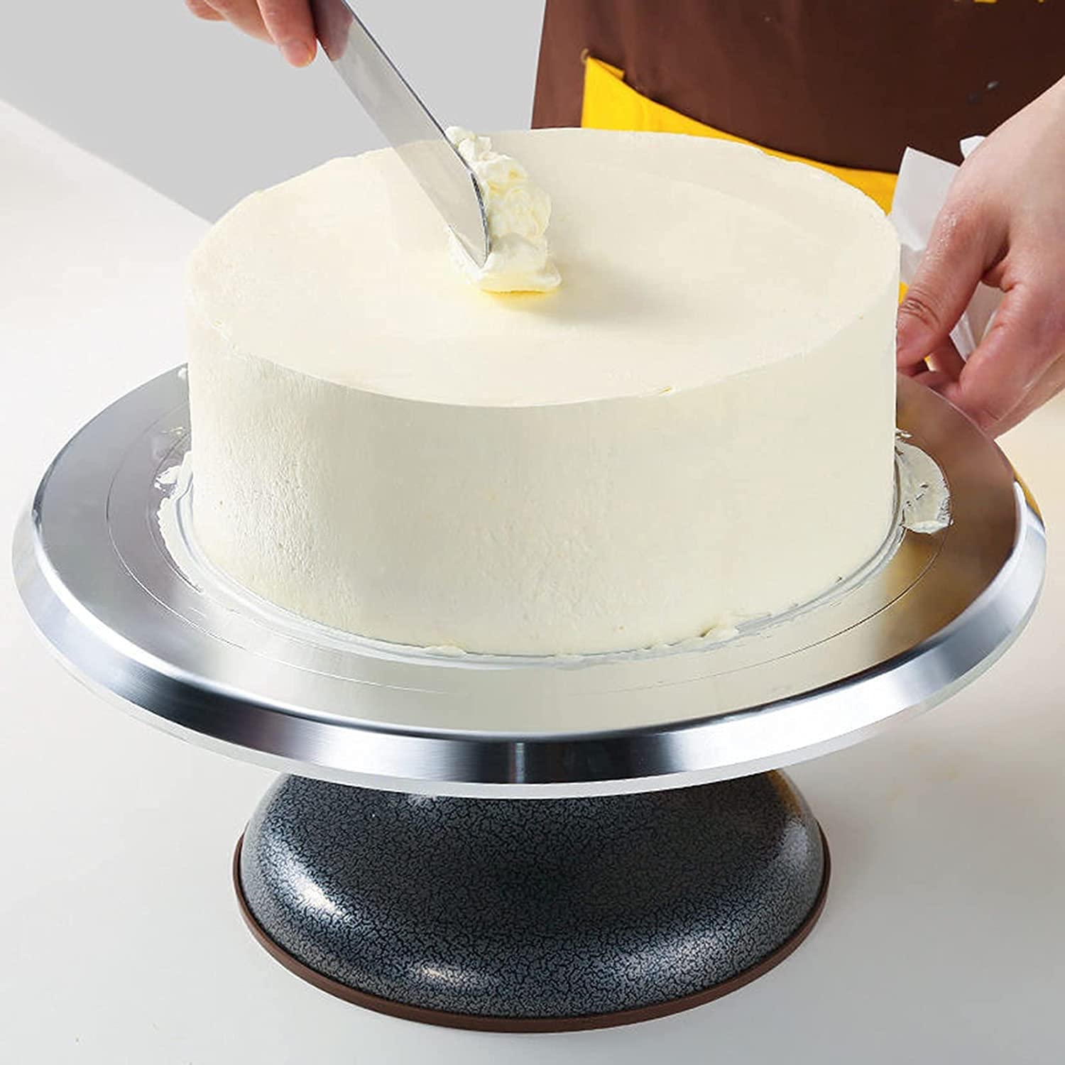 Gramofon do ciasta obrotowy stojak na ciasto ze stopu aluminium z antypoślizgowym gumowym dnem do ciasta narzędzia do pieczenia babeczek artykuły do ciasta gramofon (kolor: srebrny, rozmiar: 10 cali)