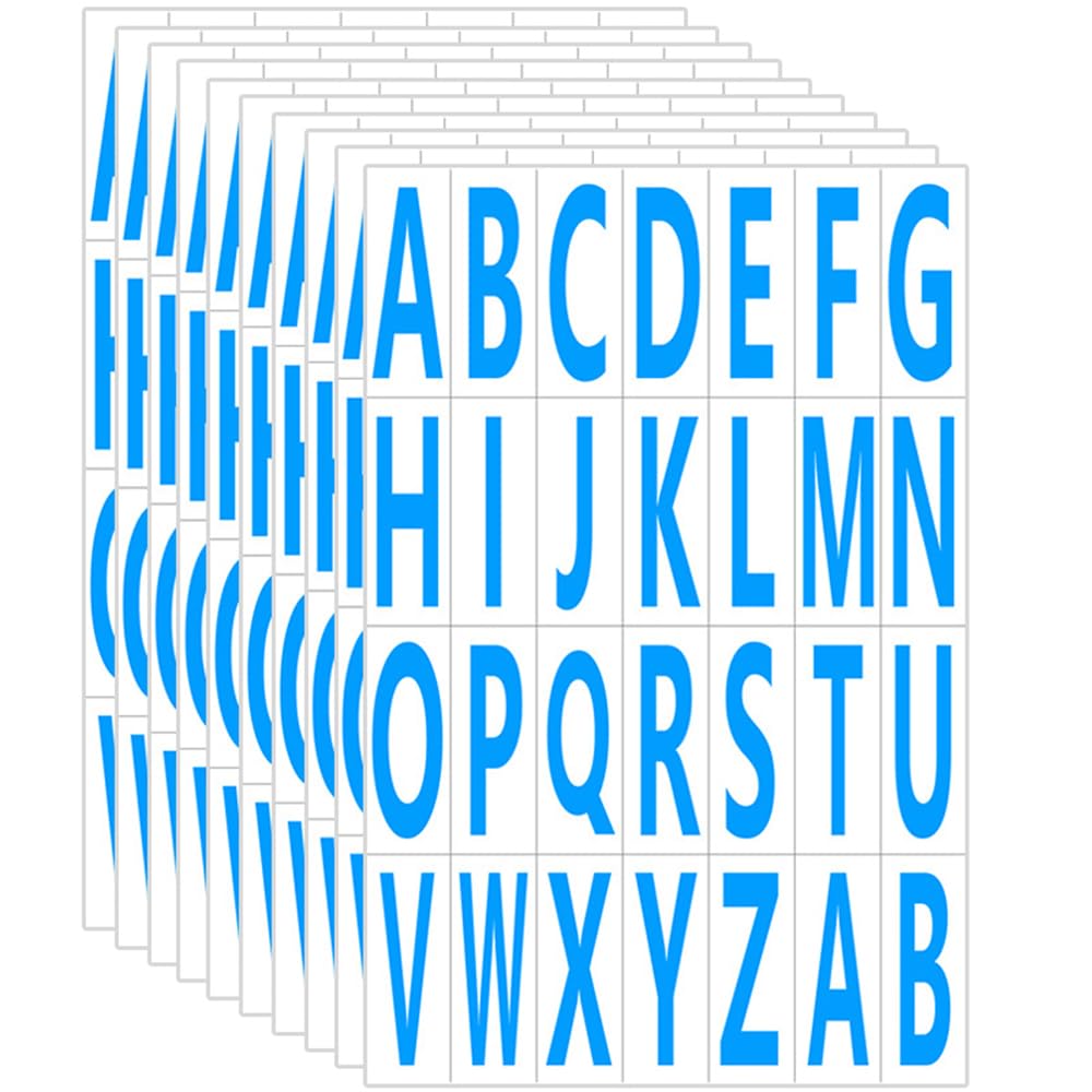 8 Sheets Letter Stickers, Alphabet A to Z Stickers, Waterproof Alphabet Stickers, Self Adhesive Stickers, Blue
