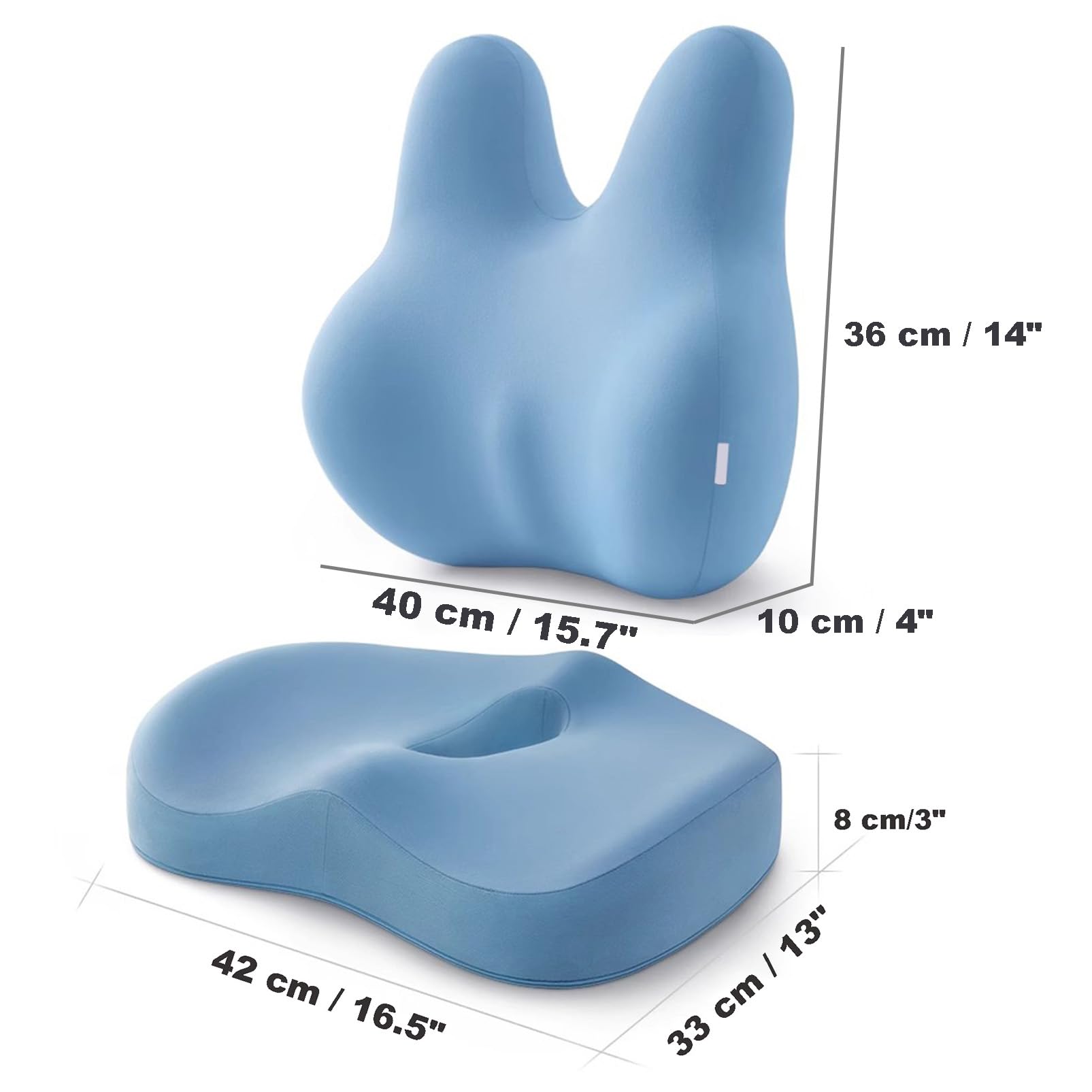 Ergonomiczna poduszka na krzesło biurowe z pianki z pamięcią kształtu, podparcie lędźwiowe do biura i samochodu, niebieska poduszka na biurko, wygodne podparcie pleców przez długie godziny