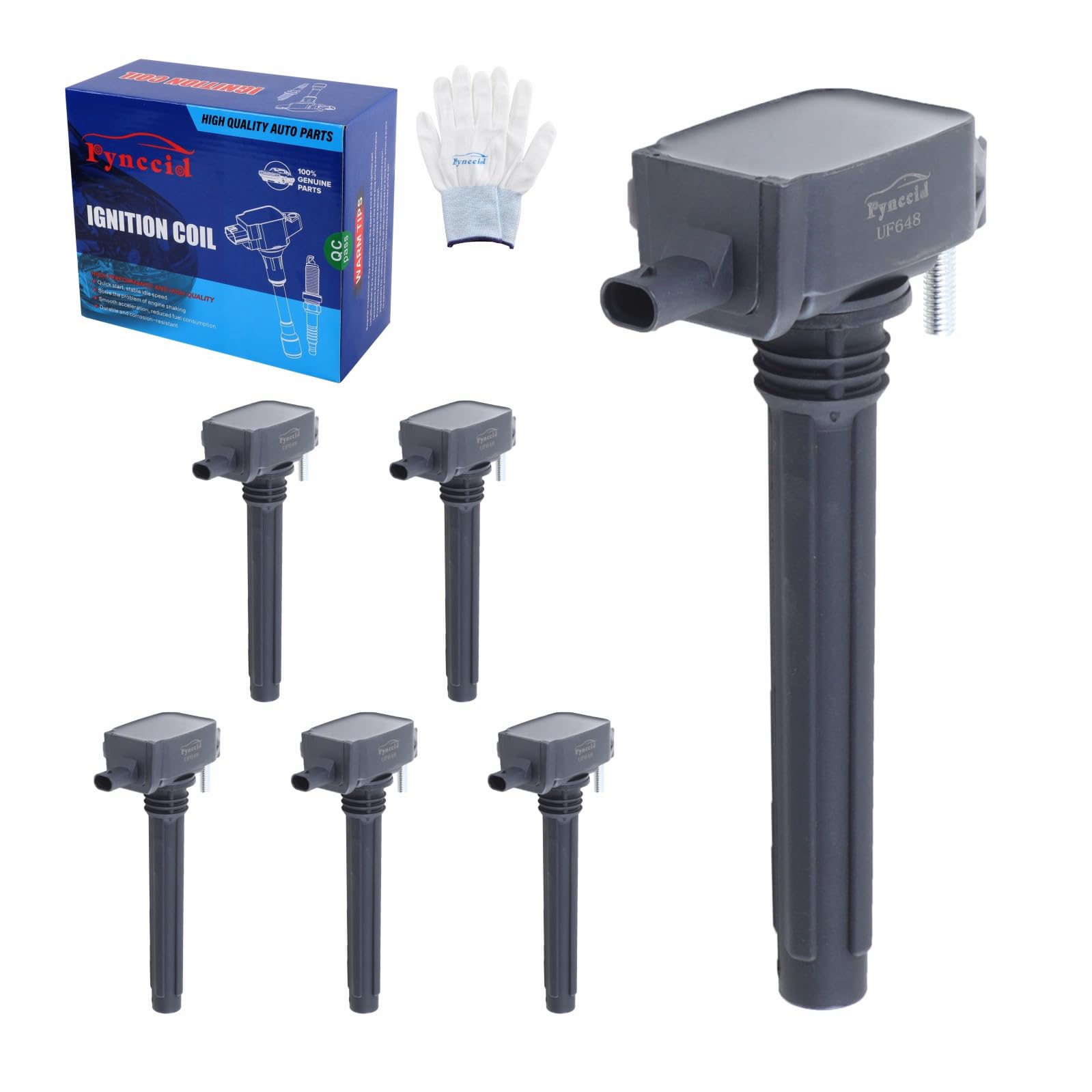 Photo 1 of UF648 High-Performance Ignition Coils & Iridium Spark Plugs Set of 6 for 3.2L 3.6L V6 2011-2020 Dodge Journey/Durango/Grand Caravan Jeep Wrangler Chrysler 200/300 (UF648)