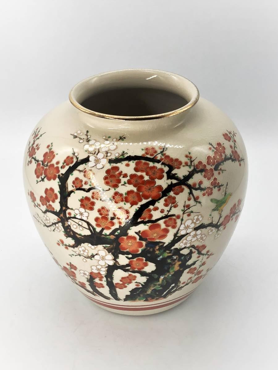 【中華陶器】花瓶　鳥と梅　銘入り　陶器　高さ：45㎝ 中華陶器】花瓶 鳥と梅 銘入り 陶器 高さ：45㎝ やすく - 花瓶