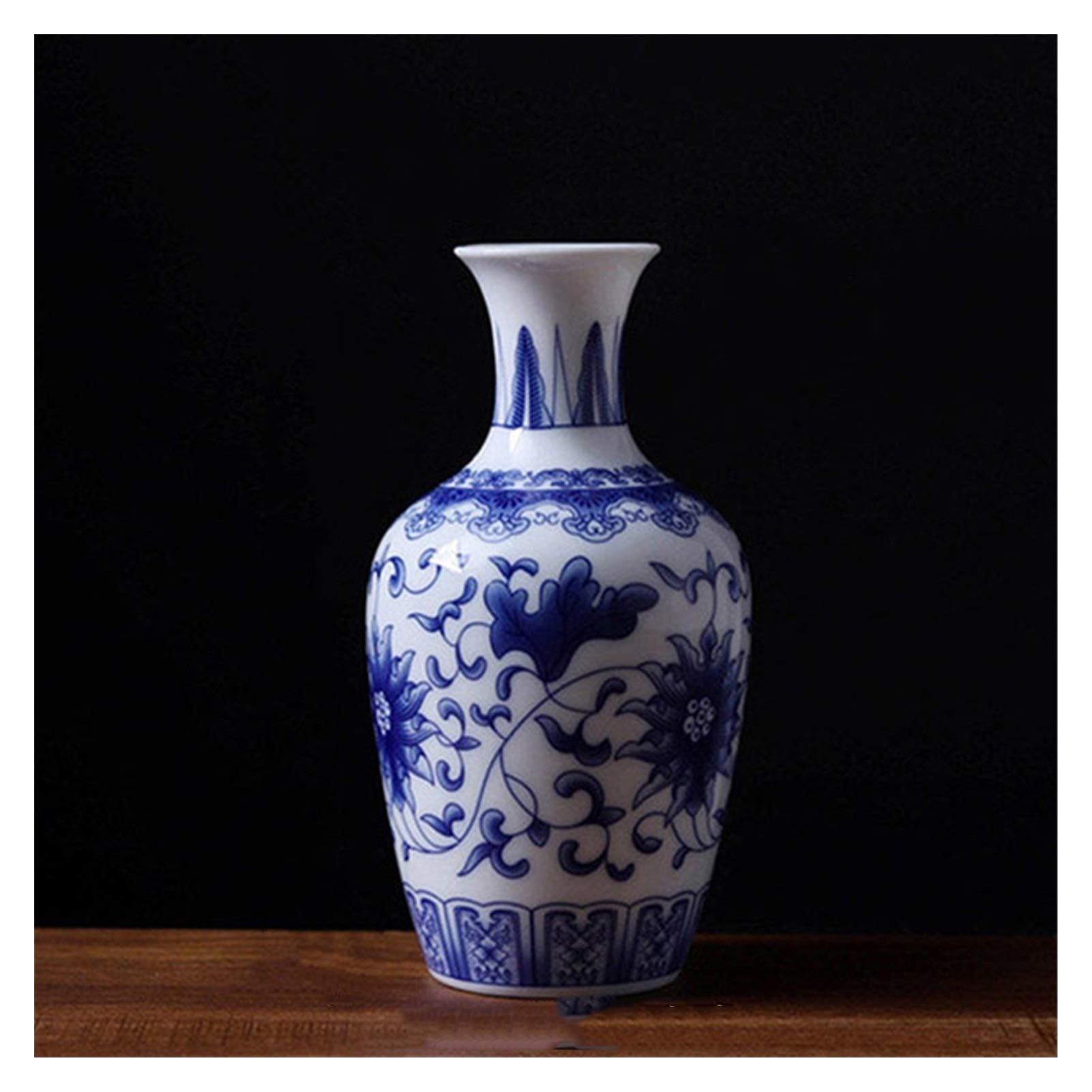 asdchZen Vases Vintage Home Decor Ceramic Flower Vases For Homes Antique Traditional Chinese Blue And White Porcelain Vase For Flowers Vases For Decor,S