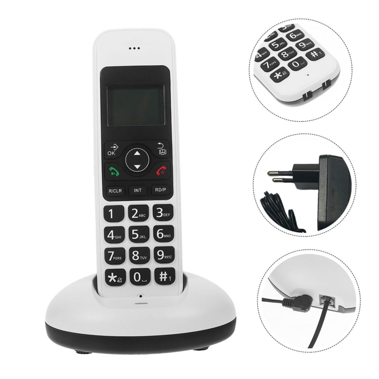 SHINEOFI Telefono Cordless Domestico Tasti Grandi, Display Chiaro e Funzione Espandibile, per Anziani e Ipovedenti, Casa e Ufficio, Bianco