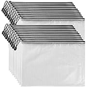 AUSTARK 20Pcs Board Games Storage Bags, PVC Mesh Zipper Pouches, Zippered File Bags, Plastic Waterproof Storage Bags for Office School Home Travel Cosmetic (B4 Size 15 x 11 Inches, White and Black)