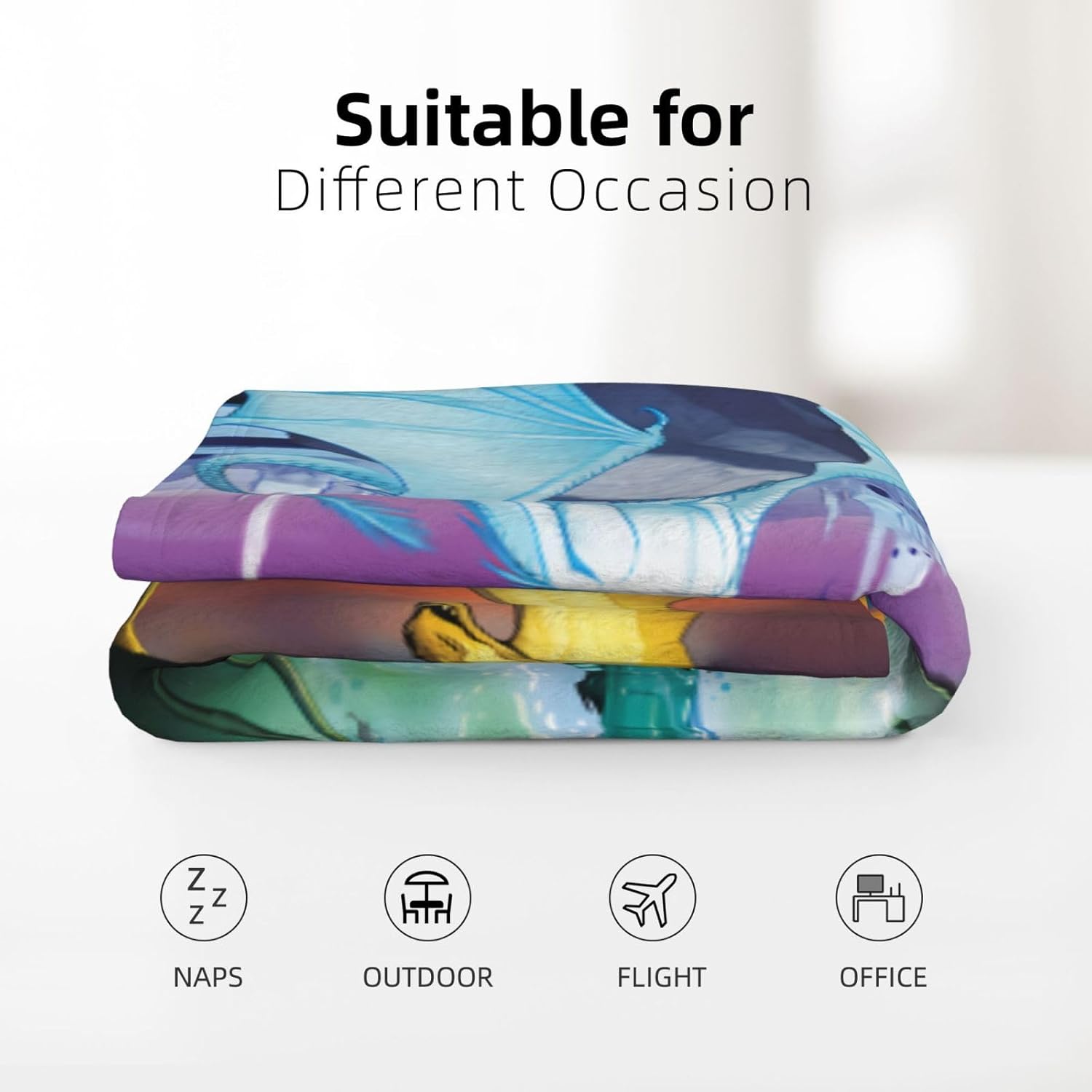 Dragon Fantasy Flannel Throw Blanket - Cozy Comfort for Sofa, Bed, Living Room & Travel - All-Season Universal 60"X50" - Image 3