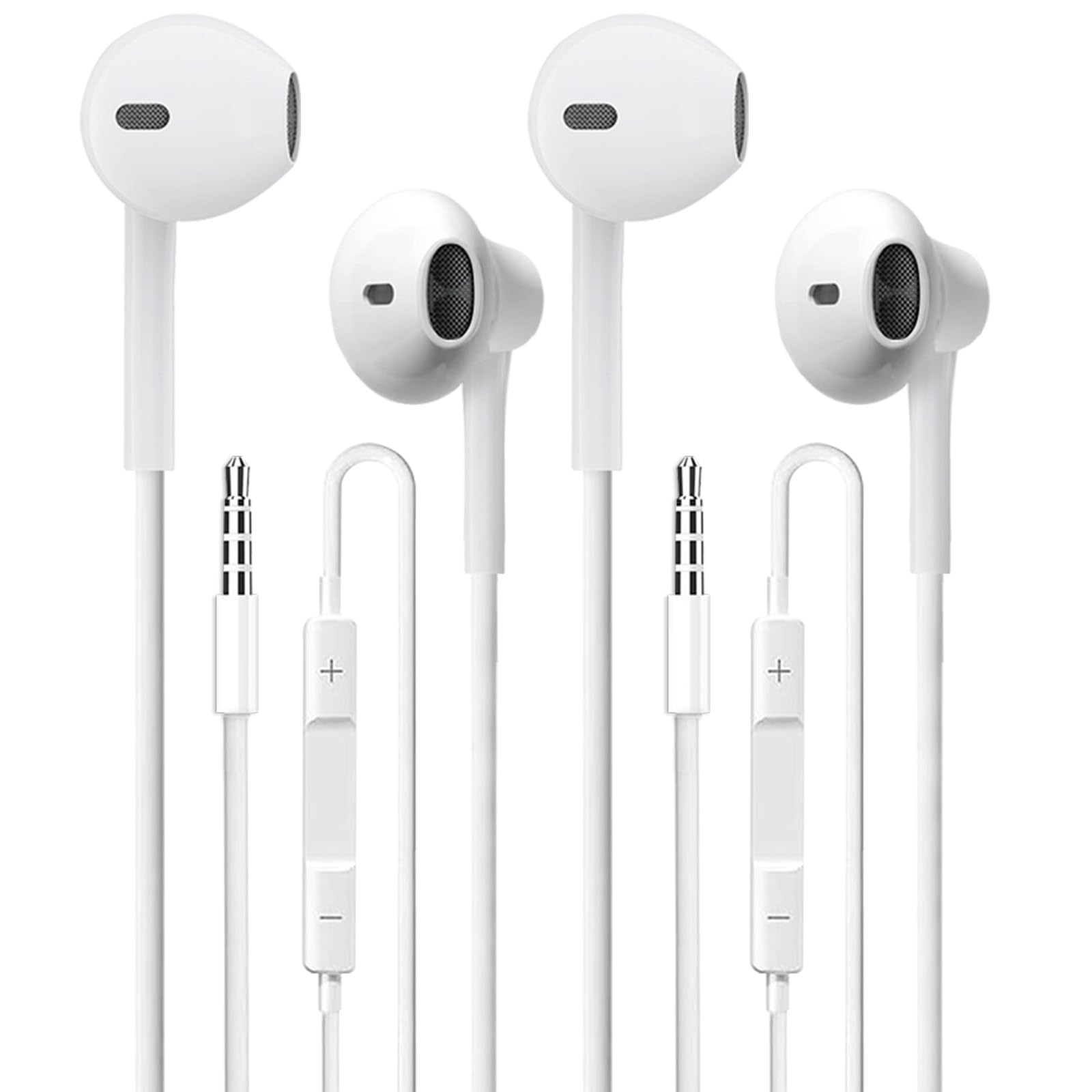Paquete de 2 auriculares con cable, auriculares estéreo de alta fidelidad con micrófono de control de volumen compatibles con iPad