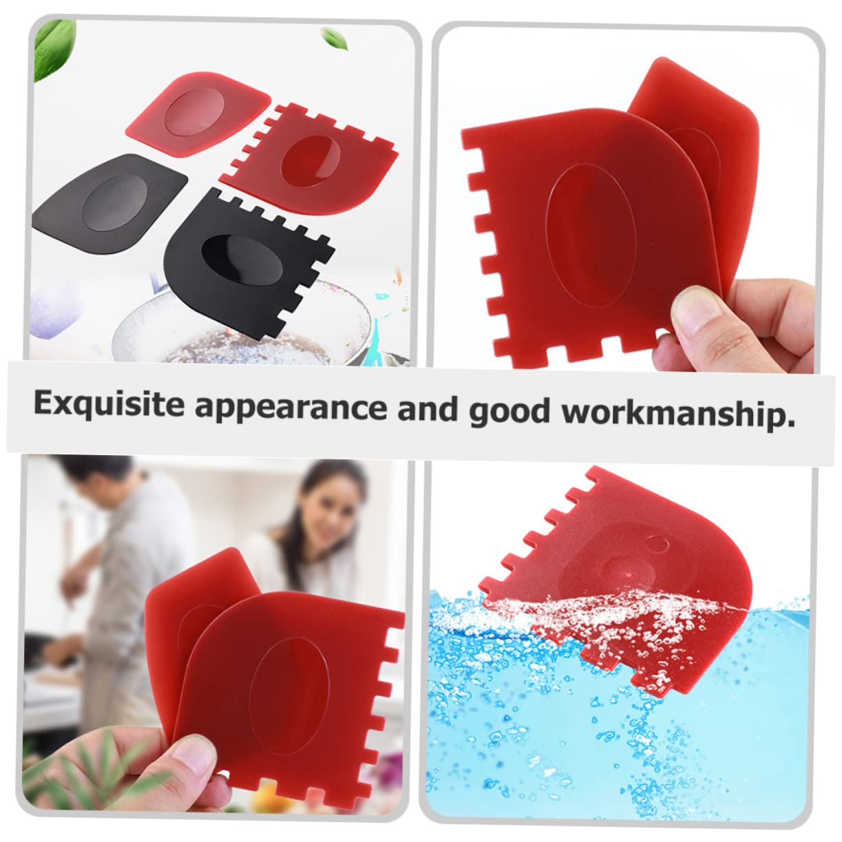 BEBEMOKO Practical Grill Pan Scraper 4pc Set Serrated Smooth Edge Cast Iron Pan Grill Cleaning Tool BBQ Accessories