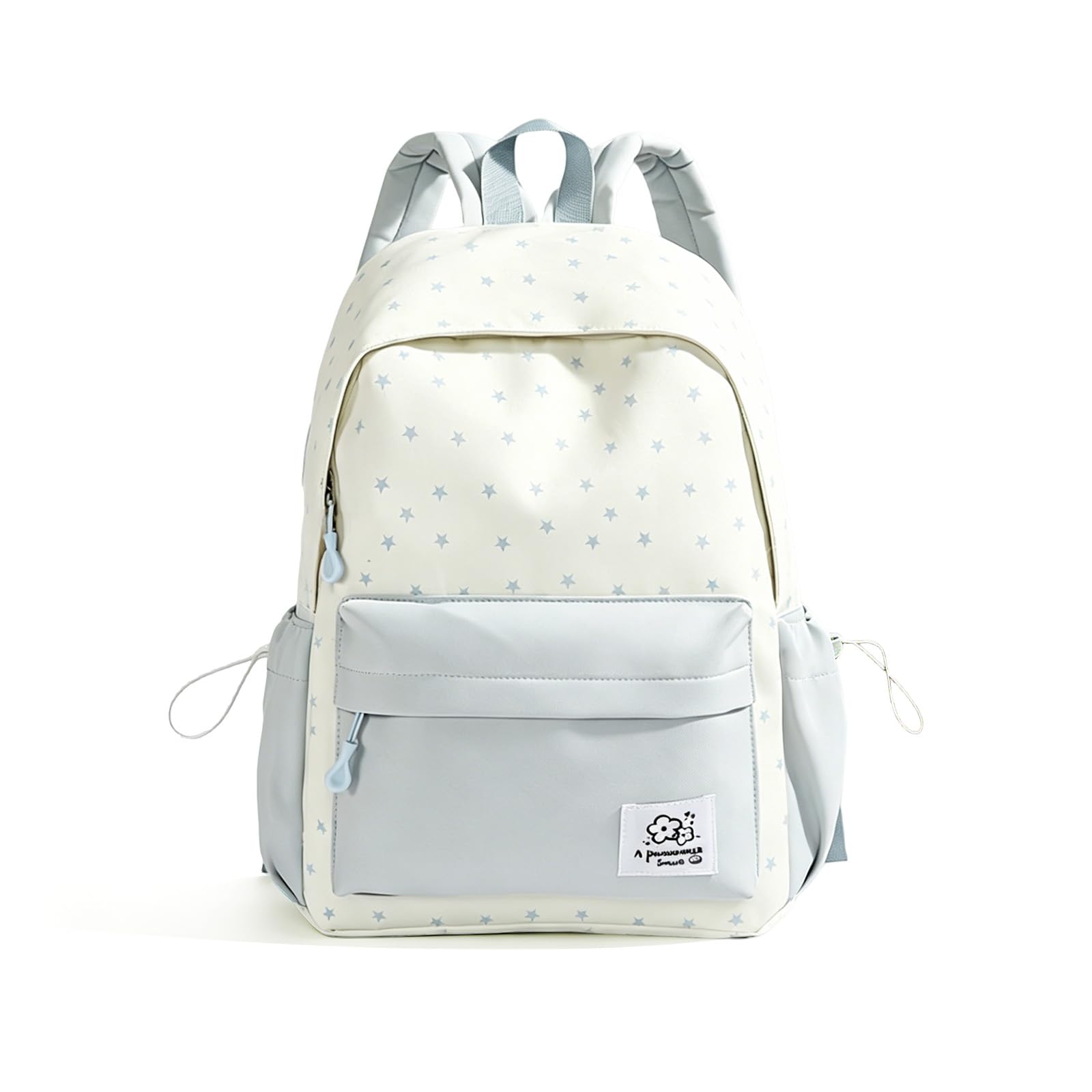Mochila Escolar Estilo Minimalista, Color Rosa y Blanco con Estrellas, Gran Capacidad, Ligera, para Secundaria y Viaje (Azul)