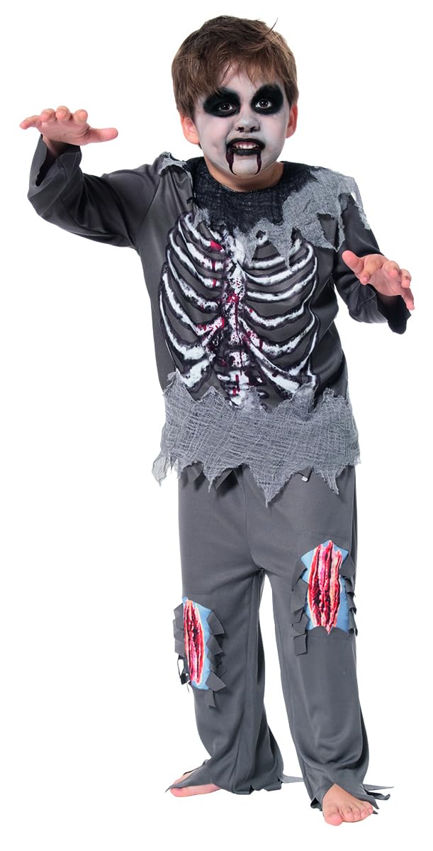 Rubies Zombie Repelente para niños y niñas, Muerto Viviente, Jumpsuit con detalles impreso, Licencia Oficial para Halloween, Fiestas, Carnaval