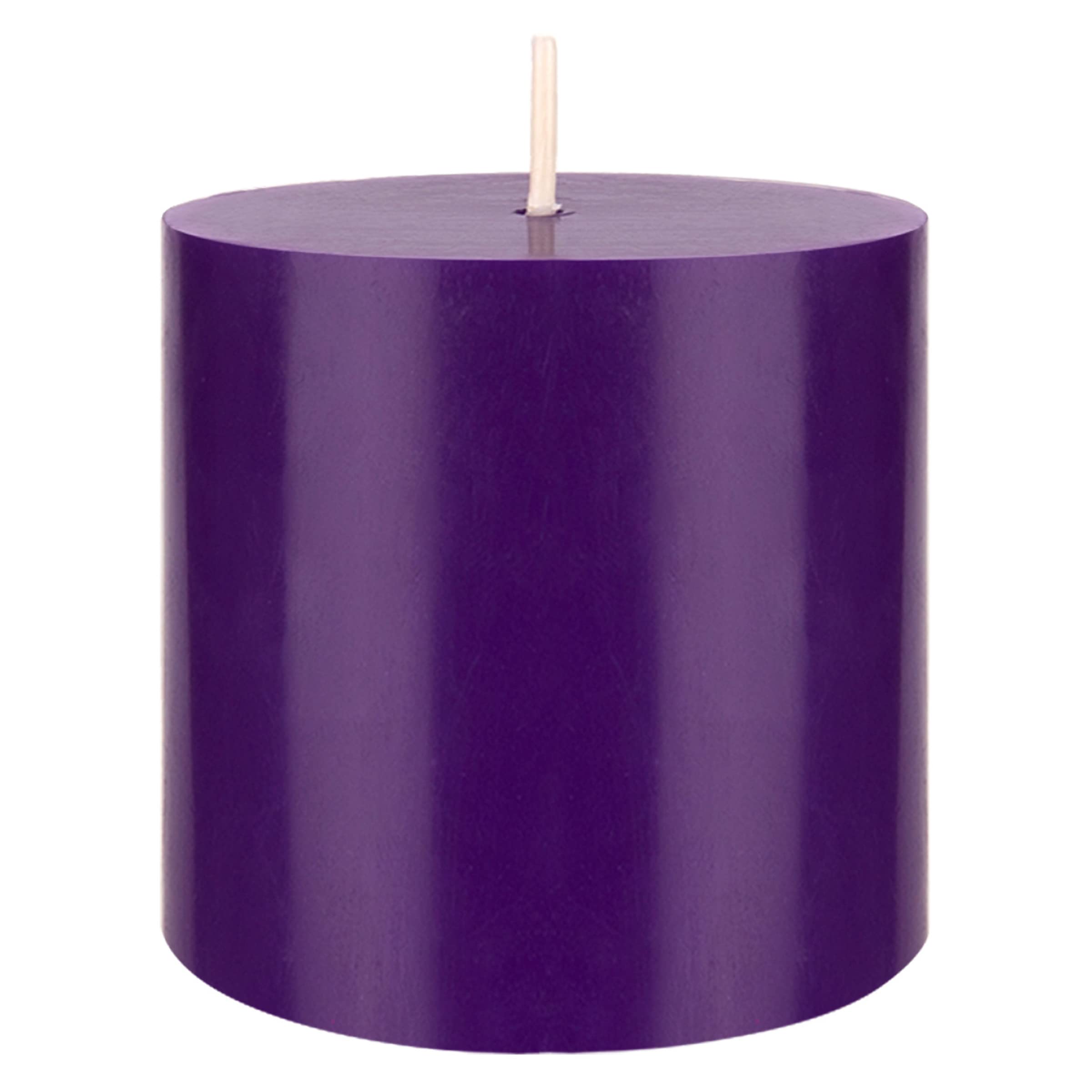 Mega Candles 1 pc Unscented Solid Purple Pillar Candles, Hand Poured Premium Wax Candle 3 Inch x 3 Inch, Home Décor, Spas, Weddings, Occasions, Party,