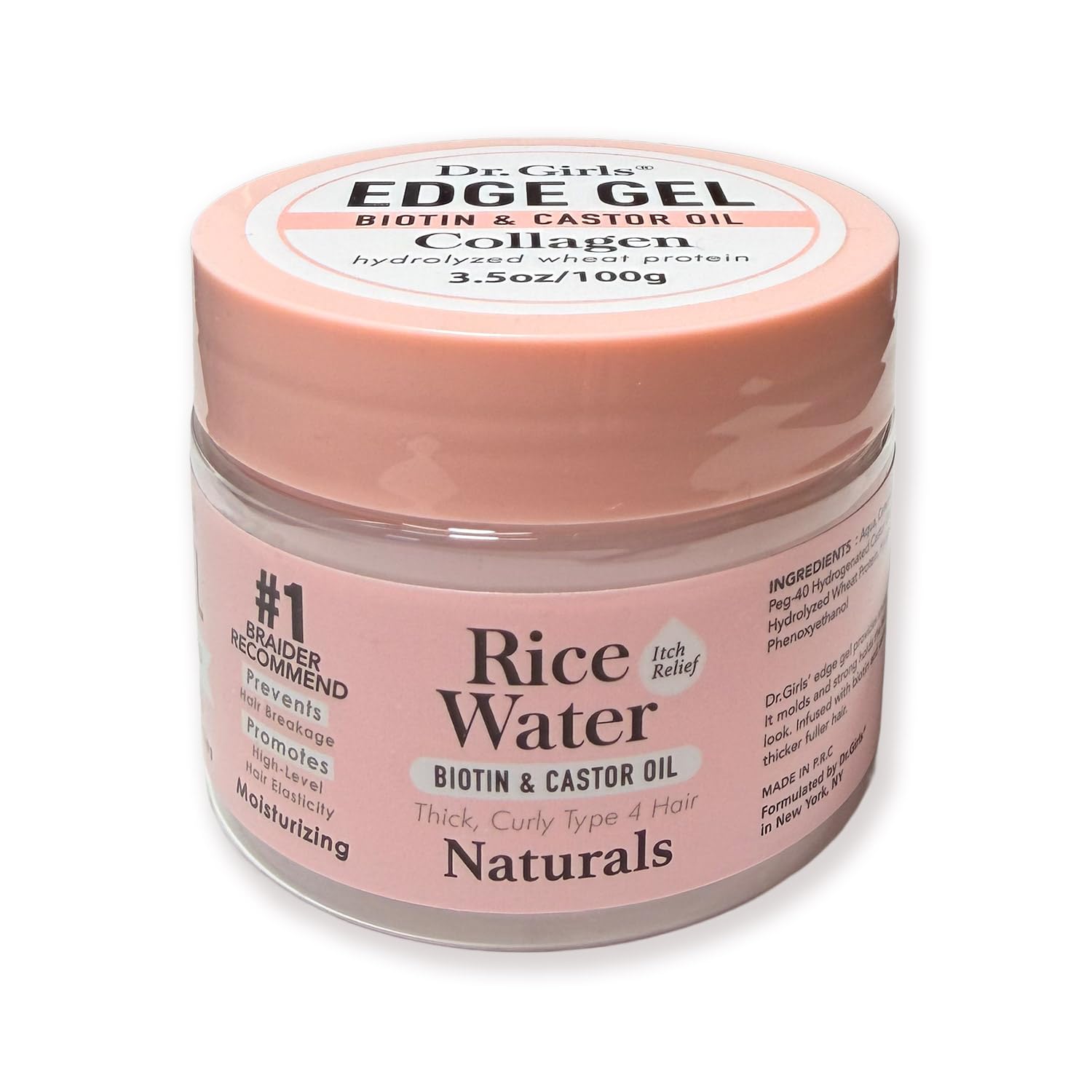 Dr. Girls Rice Water Lock & Twists Edge Gel – Extra Mega Hold per Locs, Cornrows & Twists – con biotina, olio di ricino, proteine idrolizzate del grano e collagene – REEMAS 99,2 g