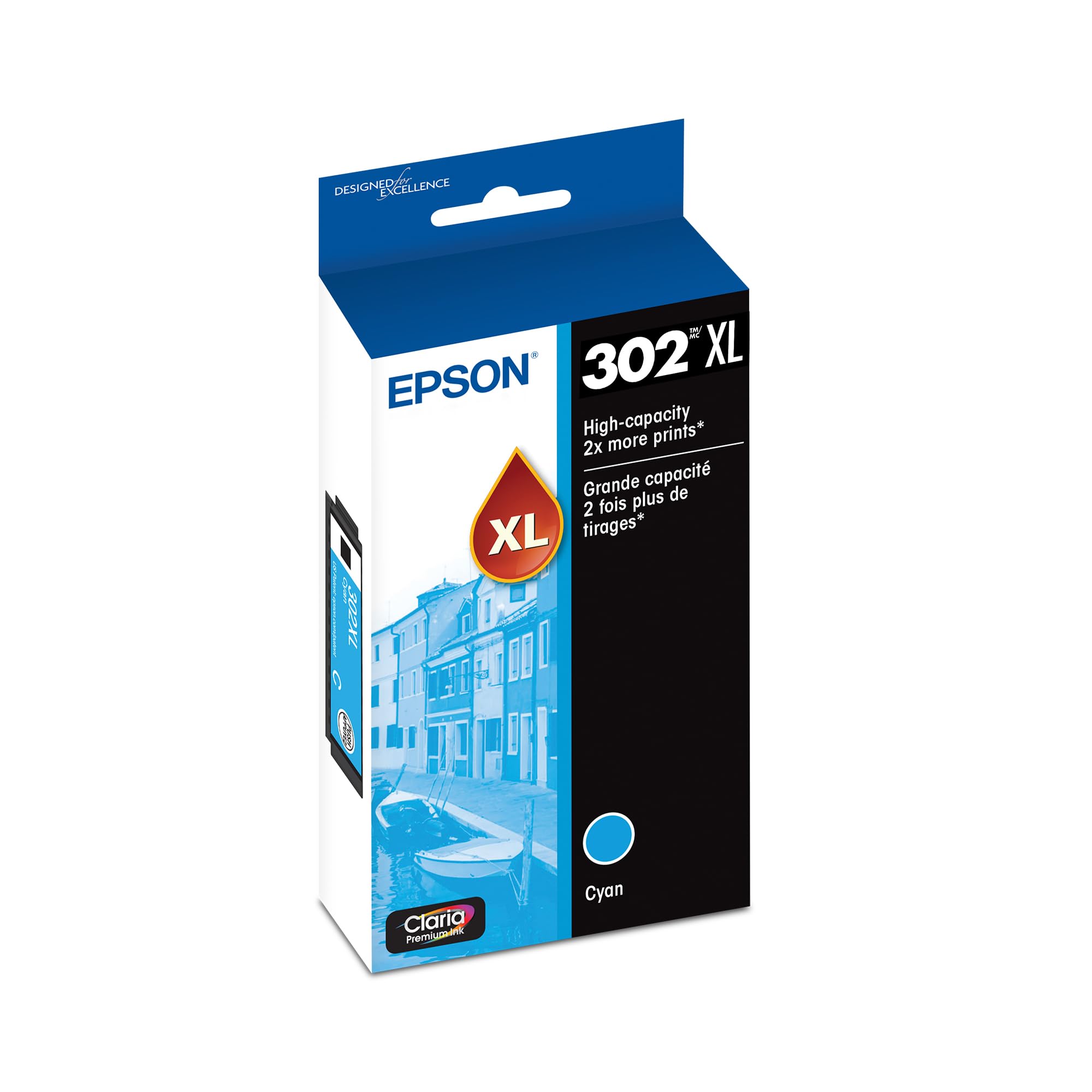 302 Claria Premium Ink High Capacity Cyan Cartridge (T302XL220-S) Works with Expression Premium XP-6000, XP-6100