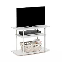 Furinno Turn-N-Tube Supporti TV a 3 livelli senza attrezzi, Bianco/Bianco