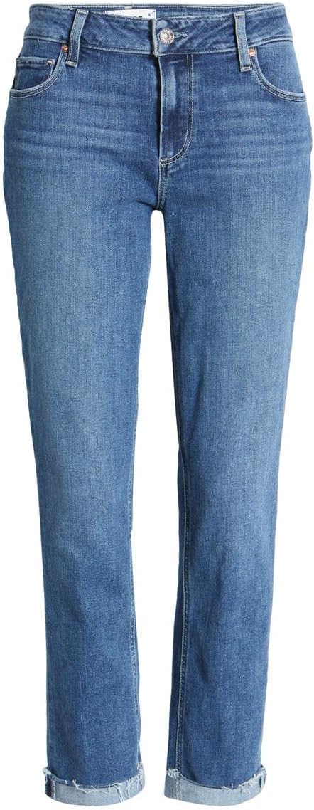 Paige Womens Brigitte with Raw Hem Cuff Mid Rise Straight Leg in Antwerp - Image 5